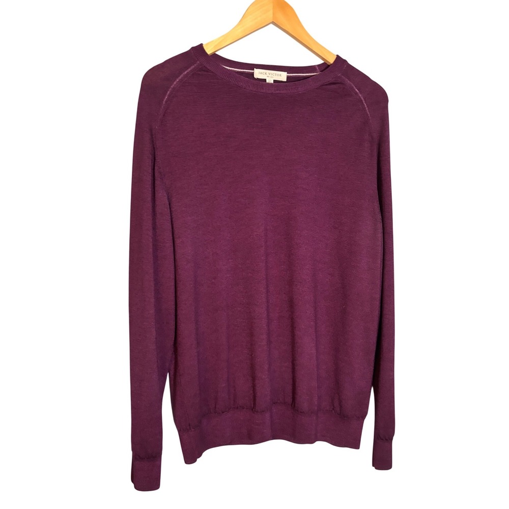 Jack Victor Mens 100% Virgin Wool Purple Crewneck Sweater Size XL